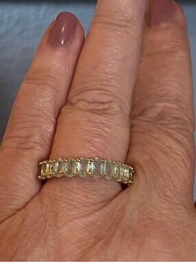 Charming Taffy Green Ring with Oval CZs Size 9.  18k gold-filled.